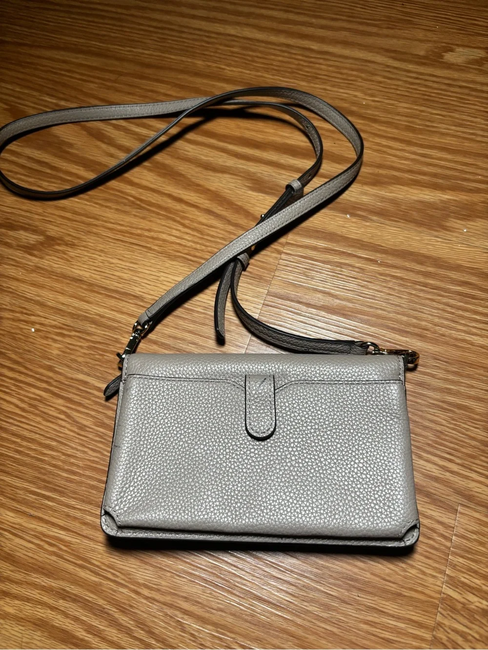 Michael Kors Taupe Pebbled Leather Crossbody Wallet